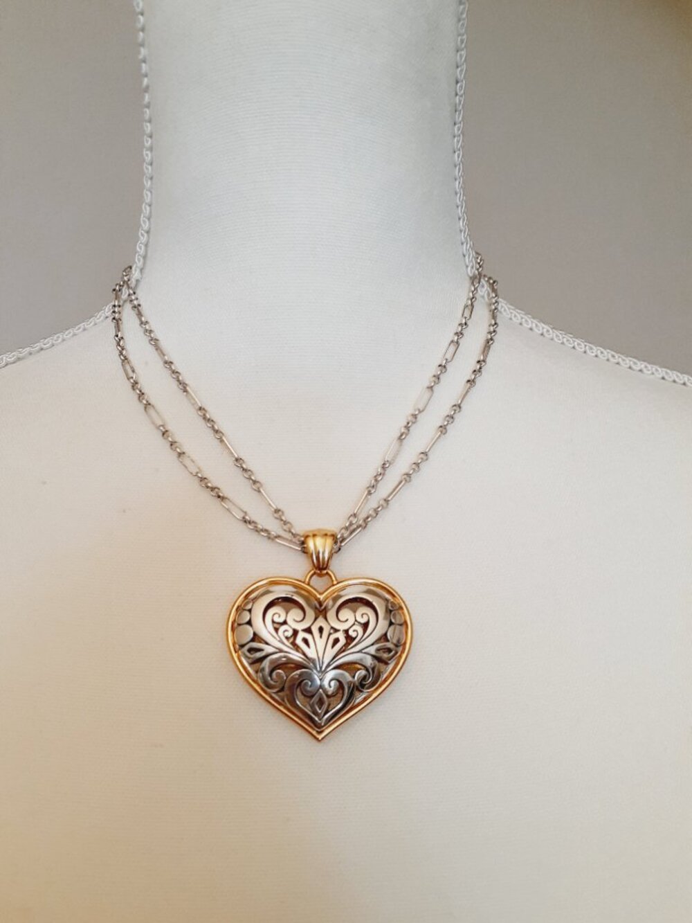 Brighton Two Tone Reversable Heart Necklace